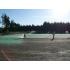 Spraying Hydroseed onto ball field