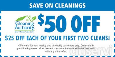 $25 off of your first 2 cleans if you sign up for weekly or bi-weekly service
